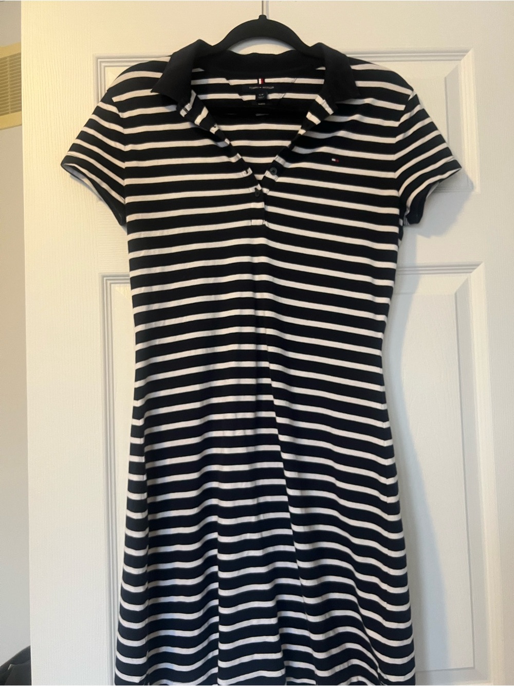 Tommy Hilfiger Black and White Striped Polo Dress